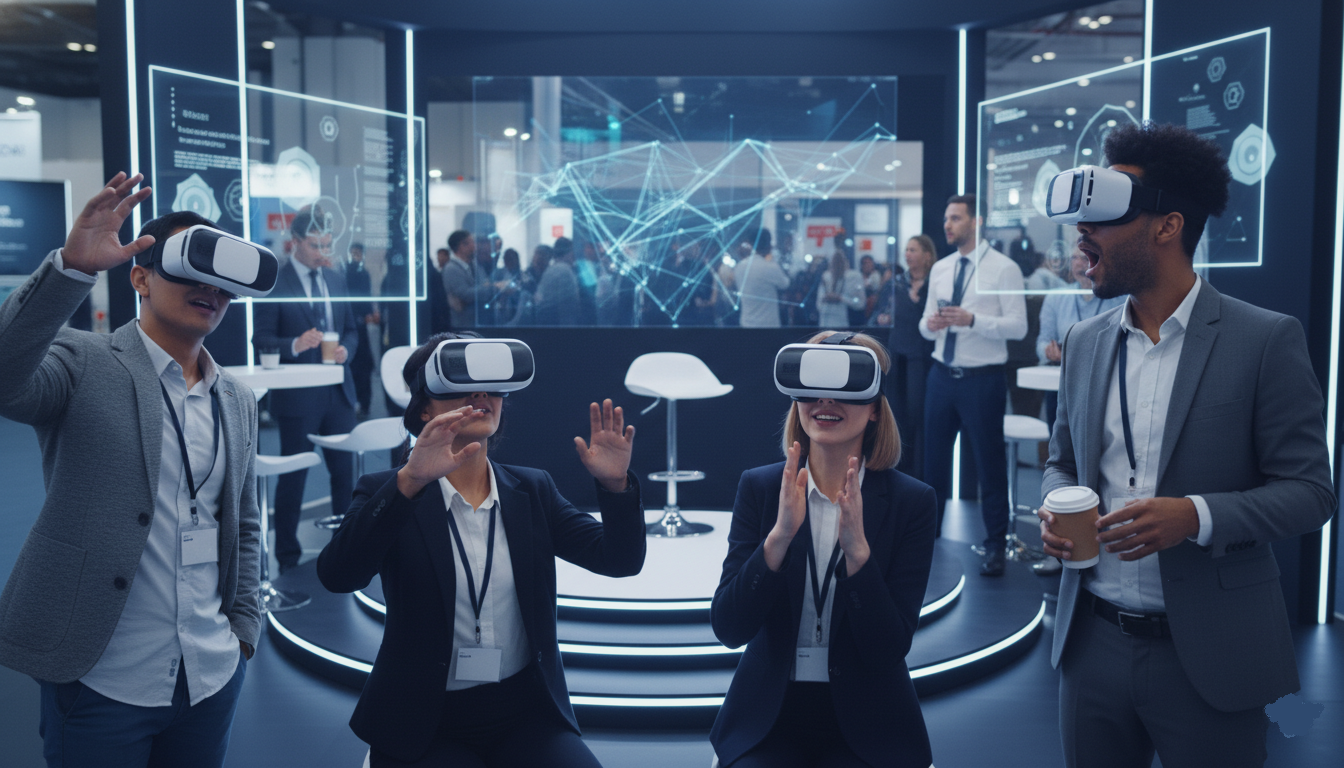 groupe de visiteurs portent des casques VR